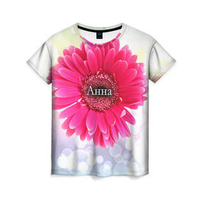Женская футболка 3D с принтом Анна в Кировске, 100% полиэфир ( синтетическое хлопкоподобное полотно) | прямой крой, круглый вырез горловины, длина до линии бедер | анна | аня | девушке | имя | любимой | подарок | подарок любимой | подарок на 8 марта | подарок на день рождения | с 8 марта | цветок | цветы