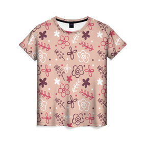 Женская футболка 3D с принтом Цветочки в Кировске, 100% полиэфир ( синтетическое хлопкоподобное полотно) | прямой крой, круглый вырез горловины, длина до линии бедер | растения | цветы