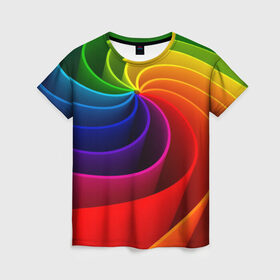 Женская футболка 3D с принтом Радуга цвета в Кировске, 100% полиэфир ( синтетическое хлопкоподобное полотно) | прямой крой, круглый вырез горловины, длина до линии бедер | гамма | зеленый | красный | радуга | синий | цвет