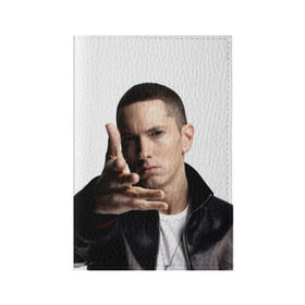 Обложка для паспорта матовая кожа с принтом Eminem в Кировске, натуральная матовая кожа | размер 19,3 х 13,7 см; прозрачные пластиковые крепления | eminem | music | rap | usa | музыка | рэп | сша | эминем