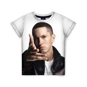 Детская футболка 3D с принтом Eminem в Кировске, 100% гипоаллергенный полиэфир | прямой крой, круглый вырез горловины, длина до линии бедер, чуть спущенное плечо, ткань немного тянется | eminem | music | rap | usa | музыка | рэп | сша | эминем