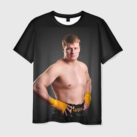 Мужская футболка 3D с принтом Поветкин в Кировске, 100% полиэфир | прямой крой, круглый вырез горловины, длина до линии бедер | 