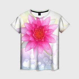 Женская футболка 3D с принтом Цветок 6 в Кировске, 100% полиэфир ( синтетическое хлопкоподобное полотно) | прямой крой, круглый вырез горловины, длина до линии бедер | 