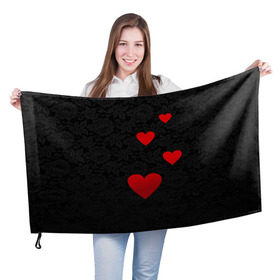 Флаг 3D с принтом Кружево и седца в Кировске, 100% полиэстер | плотность ткани — 95 г/м2, размер — 67 х 109 см. Принт наносится с одной стороны | dg | dolce | gabbana | габбана | дольче | любовь | сердечко