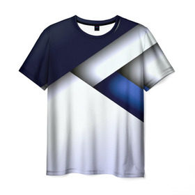 Мужская футболка 3D с принтом Geometria в Кировске, 100% полиэфир | прямой крой, круглый вырез горловины, длина до линии бедер | blue | geometrical | геометрия | кубики | линии | текстуры