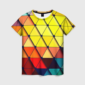 Женская футболка 3D с принтом Треугольник в Кировске, 100% полиэфир ( синтетическое хлопкоподобное полотно) | прямой крой, круглый вырез горловины, длина до линии бедер | абстракции | мозаика | прикольные | текстуры | треугольник