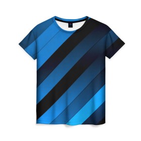Женская футболка 3D с принтом Полосы в Кировске, 100% полиэфир ( синтетическое хлопкоподобное полотно) | прямой крой, круглый вырез горловины, длина до линии бедер | blue | линии | плетение | полосы | прикольные | текстуры