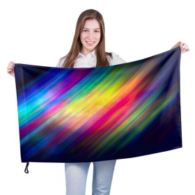 Флаг 3D с принтом Радужные полосы в Кировске, 100% полиэстер | плотность ткани — 95 г/м2, размер — 67 х 109 см. Принт наносится с одной стороны | линии | новые | полосы | прикольные | радуга | текстуры
