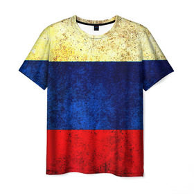 Мужская футболка 3D с принтом Триколор в Кировске, 100% полиэфир | прямой крой, круглый вырез горловины, длина до линии бедер | new | краска | патриот | прикольные | русский | триколор
