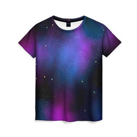 Женская футболка 3D с принтом Вселенная в Кировске, 100% полиэфир ( синтетическое хлопкоподобное полотно) | прямой крой, круглый вырез горловины, длина до линии бедер | вселенная | галатика | звезды