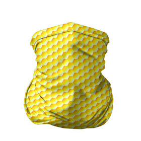 Бандана-труба 3D с принтом Соты в Кировске, 100% полиэстер, ткань с особыми свойствами — Activecool | плотность 150‒180 г/м2; хорошо тянется, но сохраняет форму | Тематика изображения на принте: yellow | вкусные | еда | желтый | прикольные | пчелы | соты