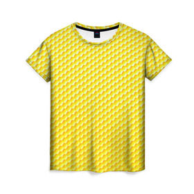 Женская футболка 3D с принтом Соты в Кировске, 100% полиэфир ( синтетическое хлопкоподобное полотно) | прямой крой, круглый вырез горловины, длина до линии бедер | yellow | вкусные | еда | желтый | прикольные | пчелы | соты