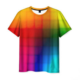 Мужская футболка 3D с принтом Кубики в Кировске, 100% полиэфир | прямой крой, круглый вырез горловины, длина до линии бедер | Тематика изображения на принте: градиент | разноцветный | цвета | яркий