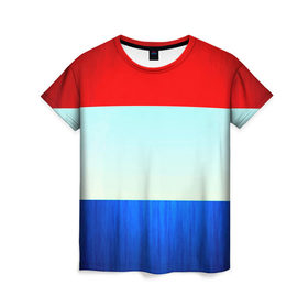 Женская футболка 3D с принтом Триколор в Кировске, 100% полиэфир ( синтетическое хлопкоподобное полотно) | прямой крой, круглый вырез горловины, длина до линии бедер | Тематика изображения на принте: new | краска | патриот | полосы | прикольные | триколор