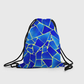 Рюкзак-мешок 3D с принтом Мозаика в Кировске, 100% полиэстер | плотность ткани — 200 г/м2, размер — 35 х 45 см; лямки — толстые шнурки, застежка на шнуровке, без карманов и подкладки | осколки | синий | стекло