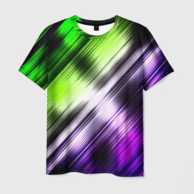 Мужская футболка 3D с принтом Потертости в Кировске, 100% полиэфир | прямой крой, круглый вырез горловины, длина до линии бедер | арт | гранж | краска | полосы | прикольные | радуга | цветные