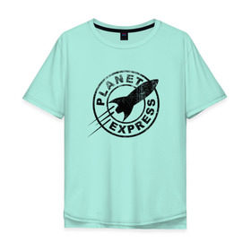 Мужская футболка хлопок Oversize с принтом Планетарный экспресс в Кировске, 100% хлопок | свободный крой, круглый ворот, “спинка” длиннее передней части | futurama | planet express | планетарный эк | футурама