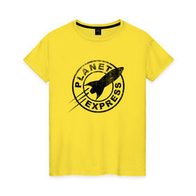 Женская футболка хлопок с принтом Планетарный экспресс в Кировске, 100% хлопок | прямой крой, круглый вырез горловины, длина до линии бедер, слегка спущенное плечо | futurama | planet express | планетарный эк | футурама