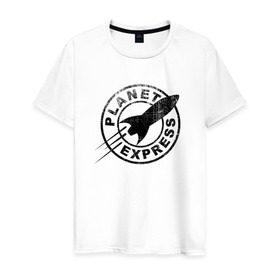 Мужская футболка хлопок с принтом Планетарный экспресс в Кировске, 100% хлопок | прямой крой, круглый вырез горловины, длина до линии бедер, слегка спущенное плечо. | futurama | planet express | планетарный эк | футурама