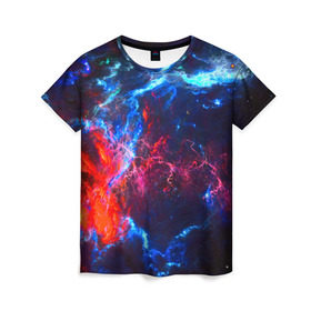 Женская футболка 3D с принтом Космос в Кировске, 100% полиэфир ( синтетическое хлопкоподобное полотно) | прямой крой, круглый вырез горловины, длина до линии бедер | галактика | звезды | космос | туманность