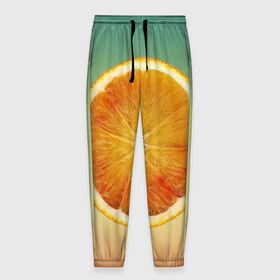 Мужские брюки 3D с принтом Апельсиновый рай в Кировске, 100% полиэстер | манжеты по низу, эластичный пояс регулируется шнурком, по бокам два кармана без застежек, внутренняя часть кармана из мелкой сетки | апельсин | градиент | жёлтый | зелёный | оранжевый