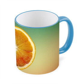 Кружка 3D с принтом Апельсиновый рай в Кировске, керамика | ёмкость 330 мл | апельсин | градиент | жёлтый | зелёный | оранжевый