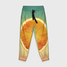 Детские брюки 3D с принтом Апельсиновый рай в Кировске, 100% полиэстер | манжеты по низу, эластичный пояс регулируется шнурком, по бокам два кармана без застежек, внутренняя часть кармана из мелкой сетки | апельсин | градиент | жёлтый | зелёный | оранжевый