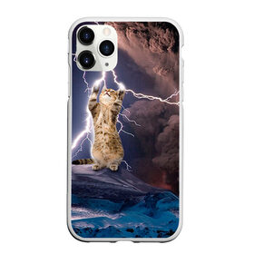 Чехол для iPhone 11 Pro матовый с принтом Кот и молния в Кировске, Силикон |  | буря | гроза | кот | котенок | молния | облака