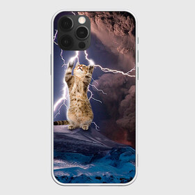 Чехол для iPhone 12 Pro Max с принтом Кот и молния в Кировске, Силикон |  | Тематика изображения на принте: буря | гроза | кот | котенок | молния | облака