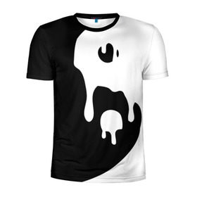 Мужская футболка 3D спортивная с принтом Инь Янь в Кировске, 100% полиэстер с улучшенными характеристиками | приталенный силуэт, круглая горловина, широкие плечи, сужается к линии бедра | белое | гармония | инь | краска | черное | янь