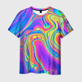 Мужская футболка 3D с принтом Цветные разводы в Кировске, 100% полиэфир | прямой крой, круглый вырез горловины, длина до линии бедер | абстракция | краска | разводы | узор