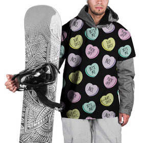 Накидка на куртку 3D с принтом Сердца с надписями в Кировске, 100% полиэстер |  | Тематика изображения на принте: сердце