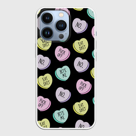 Чехол для iPhone 13 Pro с принтом Сердца с надписями в Кировске,  |  | Тематика изображения на принте: сердце