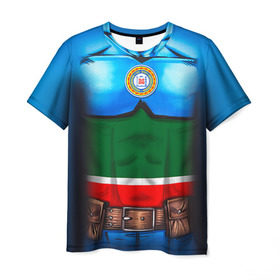 Мужская футболка 3D с принтом Капитан Чечня в Кировске, 100% полиэфир | прямой крой, круглый вырез горловины, длина до линии бедер | Тематика изображения на принте: 95 | капитан | супергерой | флаг | чеченец