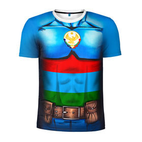 Мужская футболка 3D спортивная с принтом Капитан Дагестан в Кировске, 100% полиэстер с улучшенными характеристиками | приталенный силуэт, круглая горловина, широкие плечи, сужается к линии бедра | 05 | даг | дагестанец | капитан | супергерой | флаг