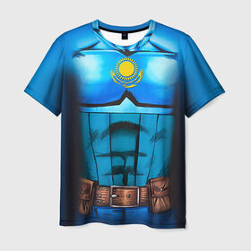 Мужская футболка 3D с принтом Капитан Казахстан в Кировске, 100% полиэфир | прямой крой, круглый вырез горловины, длина до линии бедер | казахстан