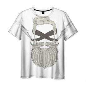 Мужская футболка 3D с принтом Хипстер стайл в Кировске, 100% полиэфир | прямой крой, круглый вырез горловины, длина до линии бедер | борода | бритва | усы | хипстер