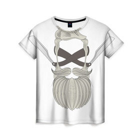 Женская футболка 3D с принтом Хипстер стайл в Кировске, 100% полиэфир ( синтетическое хлопкоподобное полотно) | прямой крой, круглый вырез горловины, длина до линии бедер | борода | бритва | усы | хипстер