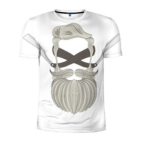 Мужская футболка 3D спортивная с принтом Хипстер стайл в Кировске, 100% полиэстер с улучшенными характеристиками | приталенный силуэт, круглая горловина, широкие плечи, сужается к линии бедра | борода | бритва | усы | хипстер