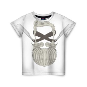 Детская футболка 3D с принтом Хипстер стайл в Кировске, 100% гипоаллергенный полиэфир | прямой крой, круглый вырез горловины, длина до линии бедер, чуть спущенное плечо, ткань немного тянется | борода | бритва | усы | хипстер