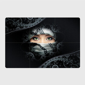 Магнитный плакат 3Х2 с принтом Восточная девушка в Кировске, Полимерный материал с магнитным слоем | 6 деталей размером 9*9 см | взгляд | восточная девушка | глаза | красивая | никаб | орнамент | узоры | хиджаб