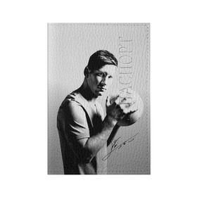 Обложка для паспорта матовая кожа с принтом Лионель Месси в Кировске, натуральная матовая кожа | размер 19,3 х 13,7 см; прозрачные пластиковые крепления | barcelona | messi | барселона | спорт | футбол