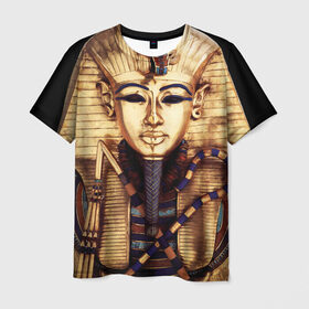 Мужская футболка 3D с принтом Хатшепсут в Кировске, 100% полиэфир | прямой крой, круглый вырез горловины, длина до линии бедер | египет | женщина | золото | маска | фараон египта | хатшепсут