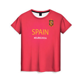 Женская футболка 3D с принтом Сборная Испании 2016 в Кировске, 100% полиэфир ( синтетическое хлопкоподобное полотно) | прямой крой, круглый вырез горловины, длина до линии бедер | euro2016 | spain | испания