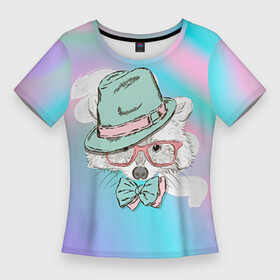 Женская футболка 3D Slim с принтом Енот в шляпе в Кировске,  |  | енот