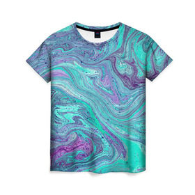 Женская футболка 3D с принтом Смесь красок в Кировске, 100% полиэфир ( синтетическое хлопкоподобное полотно) | прямой крой, круглый вырез горловины, длина до линии бедер | абстракция | краска | масло | творчество | цвет