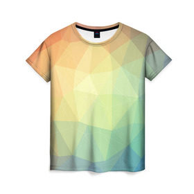 Женская футболка 3D с принтом Polygonal в Кировске, 100% полиэфир ( синтетическое хлопкоподобное полотно) | прямой крой, круглый вырез горловины, длина до линии бедер | polygonal | краски | многоугольник | полигональный | радуга | цвет