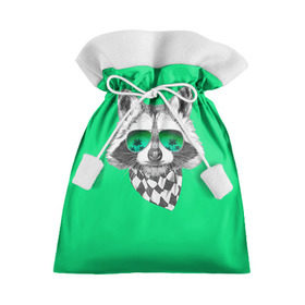 Подарочный 3D мешок с принтом Енот в очках в Кировске, 100% полиэстер | Размер: 29*39 см | Тематика изображения на принте: енот