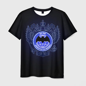 Мужская футболка 3D с принтом Военная разведка в Кировске, 100% полиэфир | прямой крой, круглый вырез горловины, длина до линии бедер | Тематика изображения на принте: армия | герб | россия