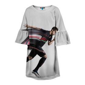 Детское платье 3D с принтом Cristiano Ronaldo в Кировске, 100% полиэстер | прямой силуэт, чуть расширенный к низу. Круглая горловина, на рукавах — воланы | cristiano ronaldo